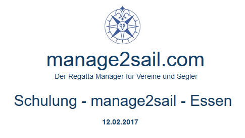 manage2sail Schulung am 12.02.2017 in Essen.
